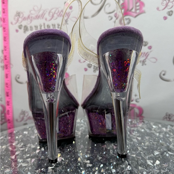 Pleaser heels Lavender Glitter Platform Heels Clear Straps kiss multi glitter - Picture 3 of 16